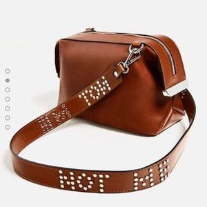 🆕 Zara brown vegan faux leather shoulder purse bag